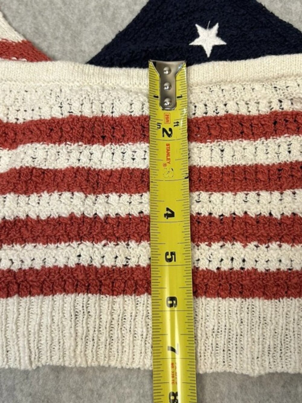 American Eagle Crochet American Flag Crop Halter Top Women’s XS Boho Festival - Picture 14 of 15